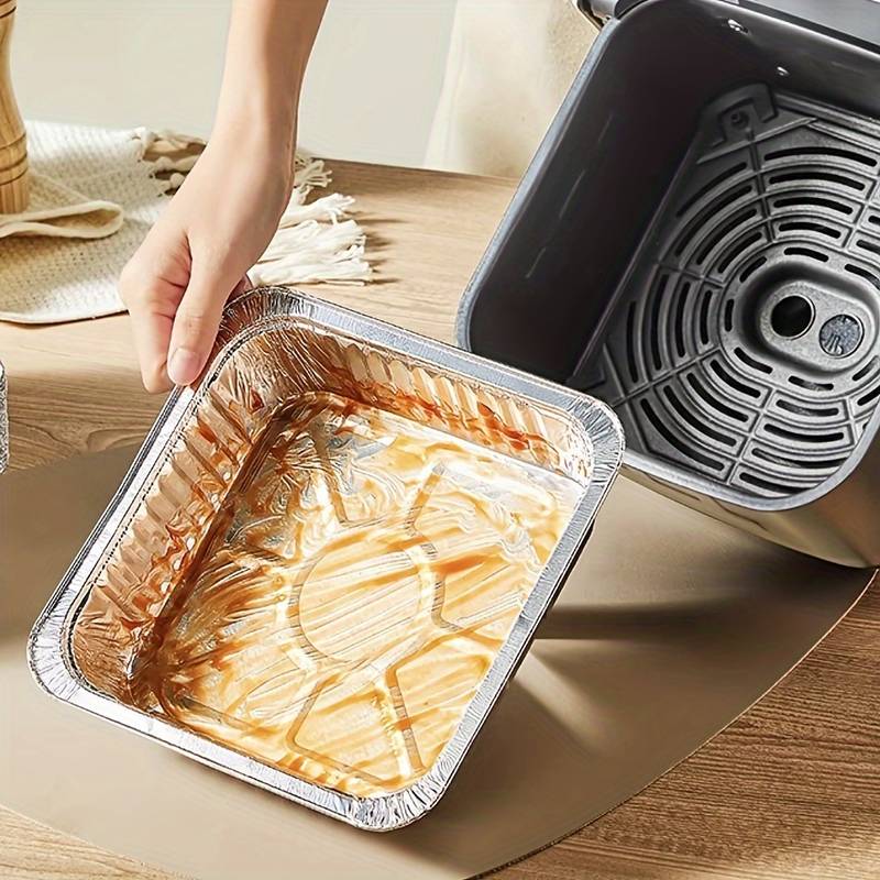 Set Of 10 Aluminum Foil Plates, Disposable Aluminum Frying Container, Kitchen Oil Absorbing Paper Container, Multipurpose Tin Foil Pad Set Of 10 Aluminum Foil Plates, Disposable Aluminum Frying Container, Kitchen Oil Absorbing Paper Container, Multipurpose Tin Foil Pad